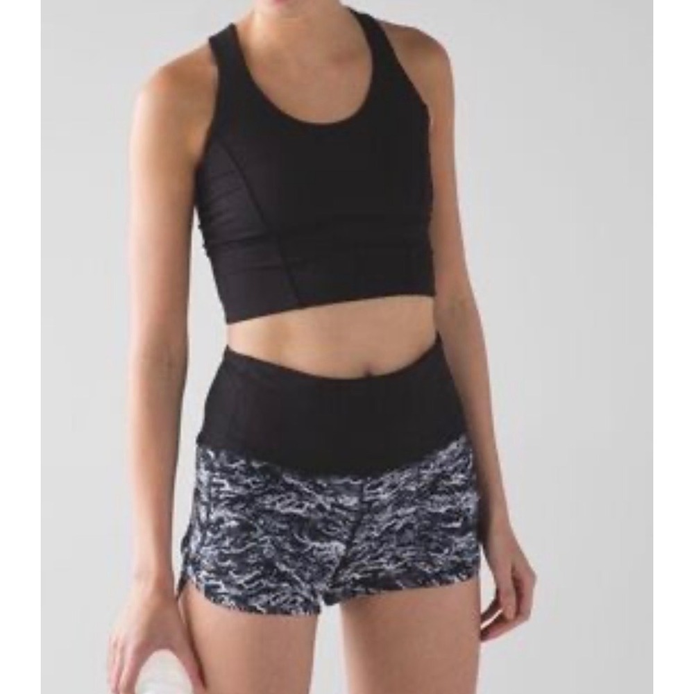 Lululemon Speed Shorts 3" Inseam Running Black White Pattern 10
